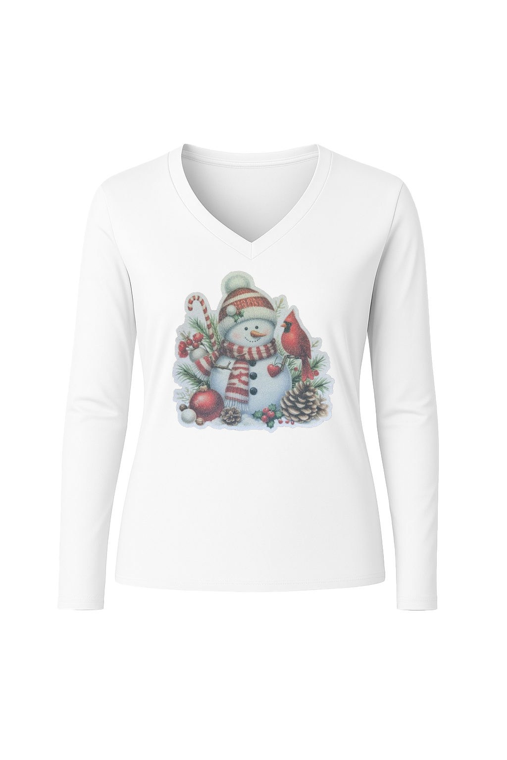 Glitter Cardinal's Gift Long Sleeve V-Neck Tee