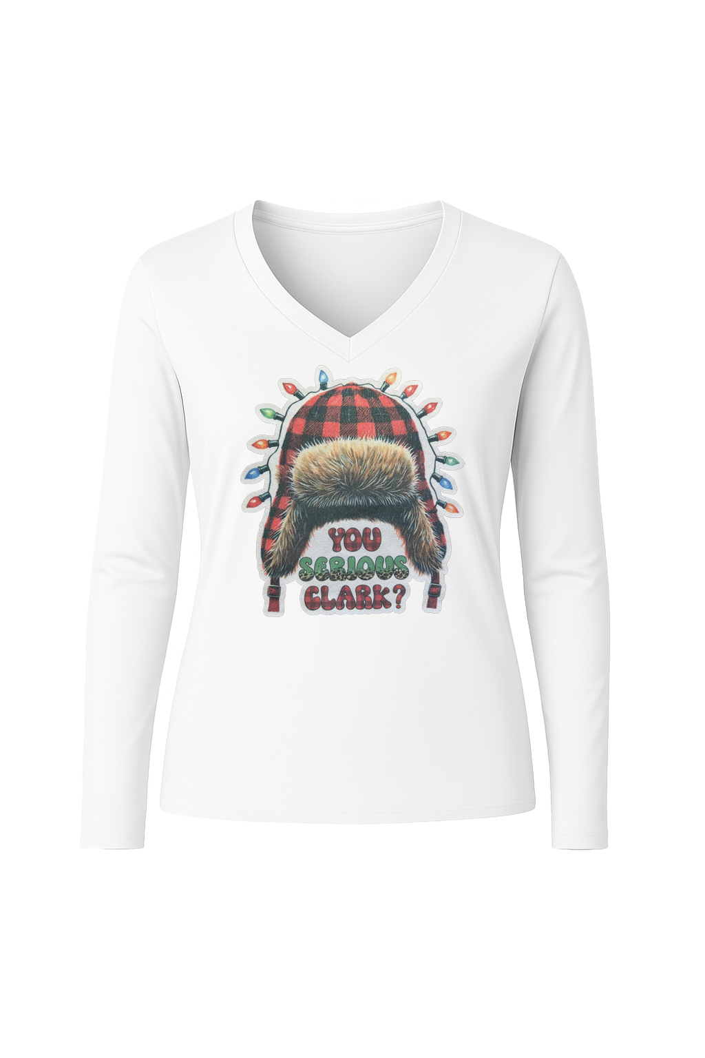 Glitter You Serious Clark? Long Sleeve V-Neck Tee