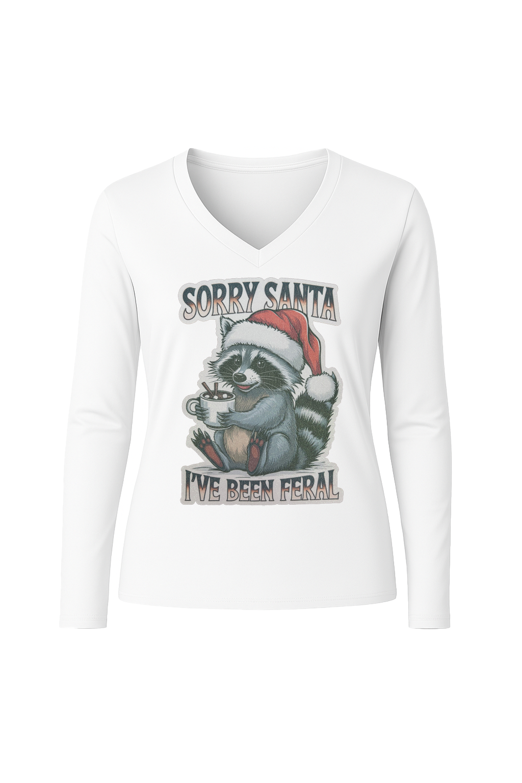 Glitter I've Been Feral Long Sleeve V-Neck Tee