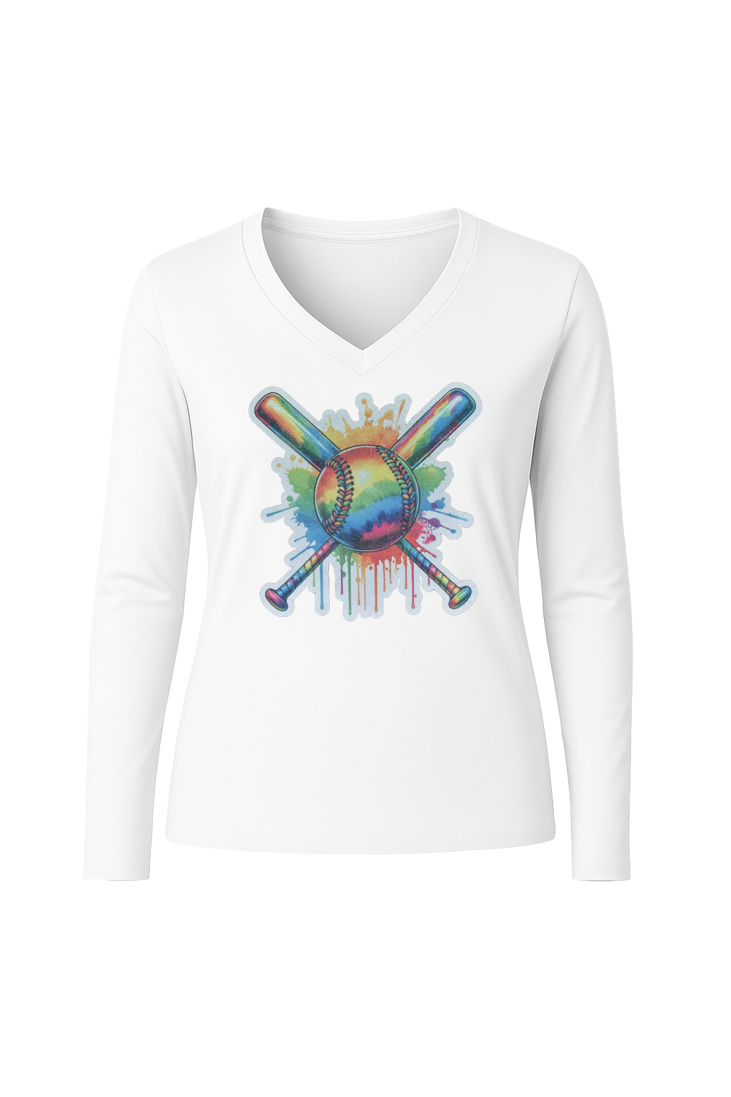 Glitter Splatter Bats Long Sleeve V-Neck Tee