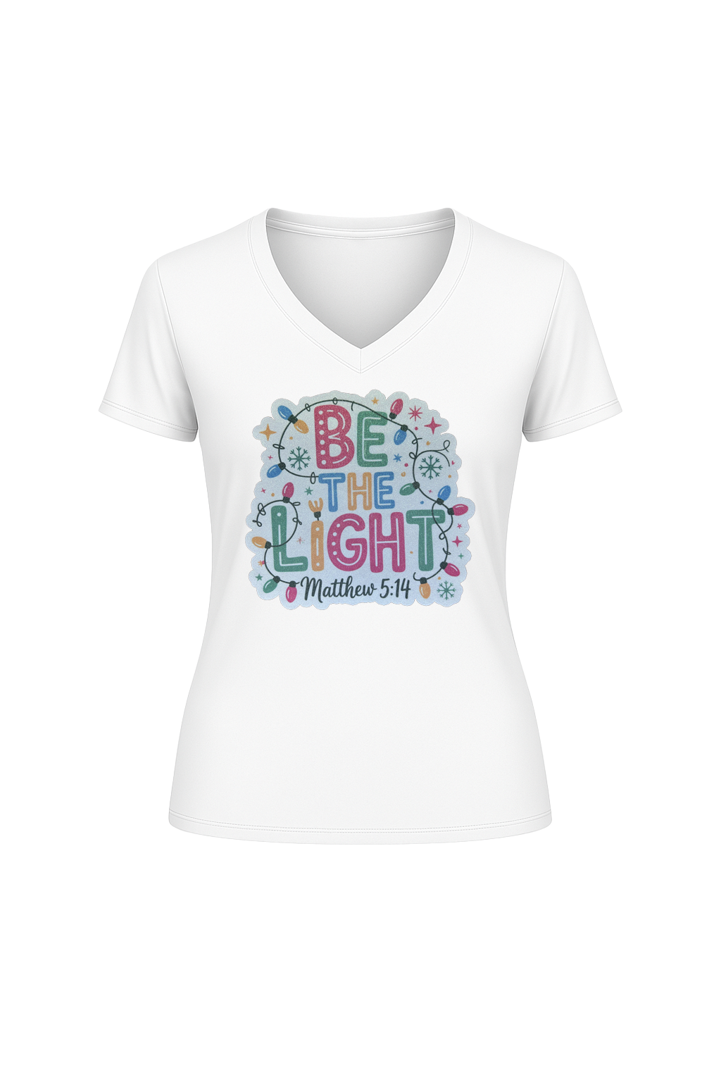 Glitter Be The Light Short Sleeve V-Neck Tee