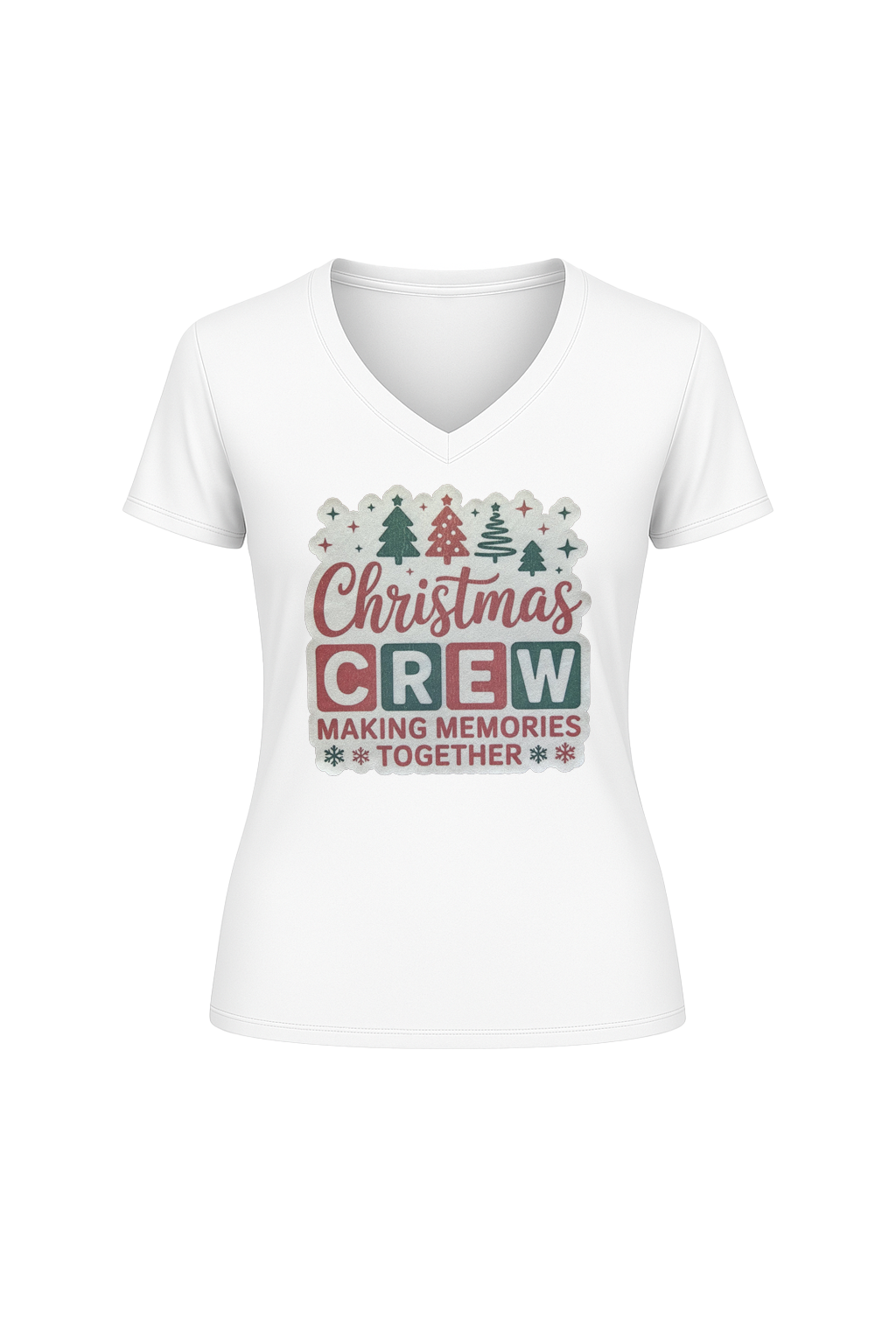 Glitter Christmas Crew Short Sleeve V-Neck Tee